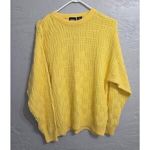 Jed Wear VINTAGE Men's Yellow Basketweave Knit Sweater Size M
